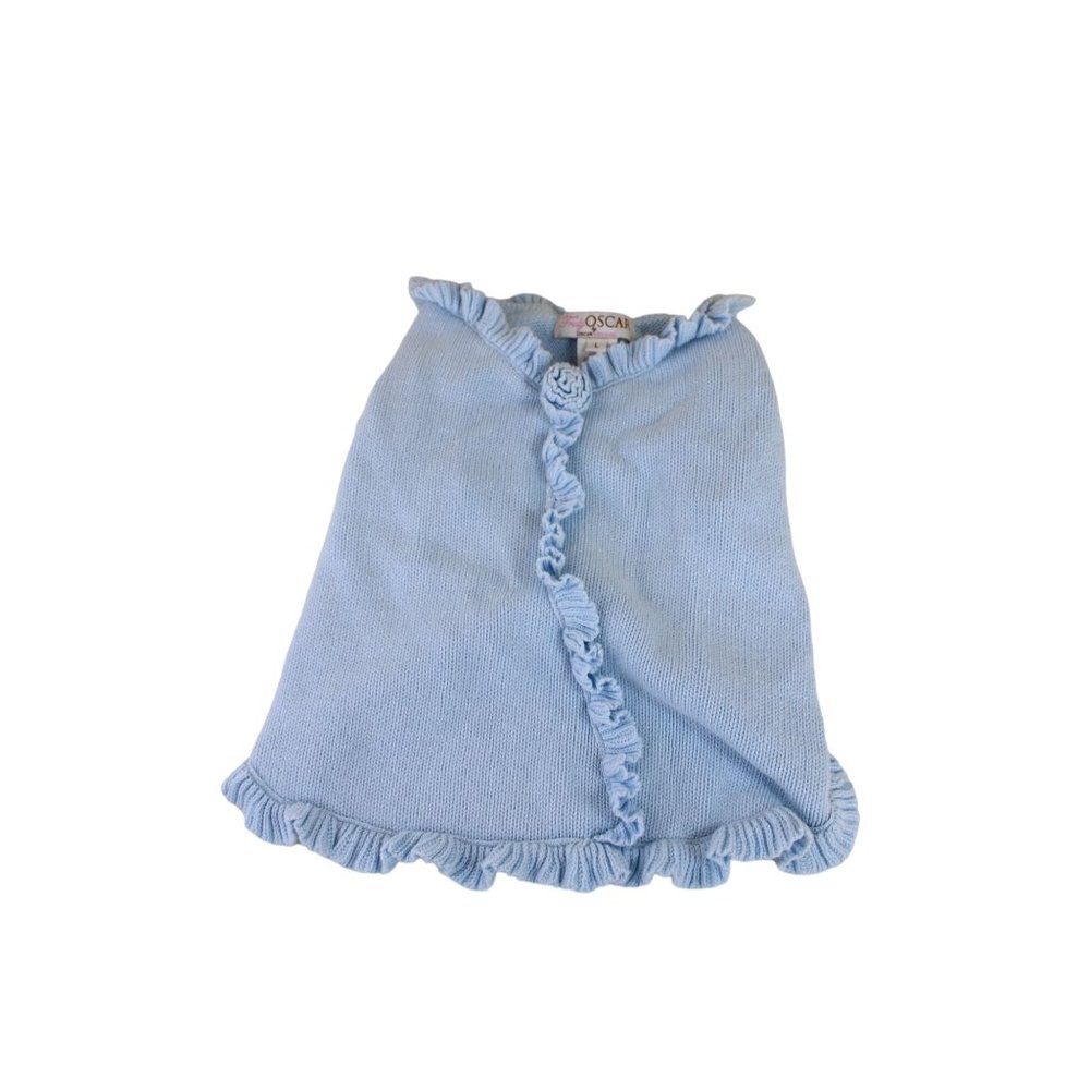 Oscar Newman Ruffled Dog Sweater Light Blue Baby Pale Sky Truly Size L 90758